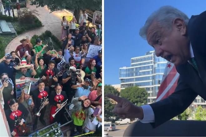 AMLO escucha serenata y ofrece defender a migrantes
