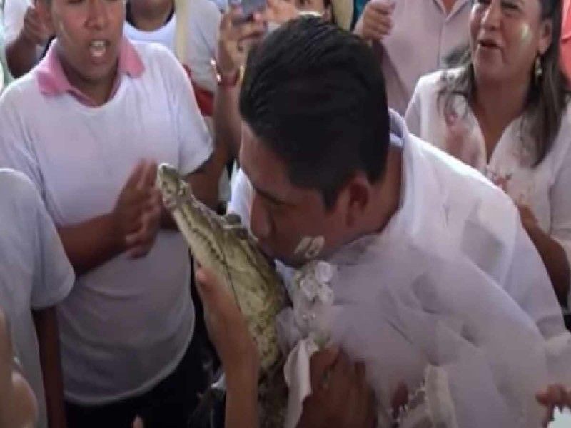 Una boda muy exótica: alcalde mexicano se casa con caimán para tener abundancia