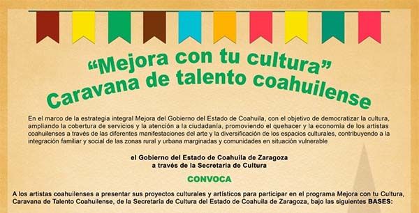 Invitan a convocatoria Mejora con tu Cultura