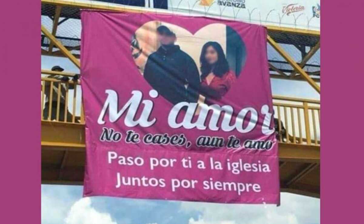 “Mi amor, no te cases, aún te amo”, viralizan mensaje en puente peatonal de SLP