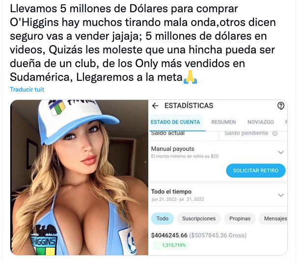 Modelo comprará equipo de fútbol con ganancias de OnlyFans