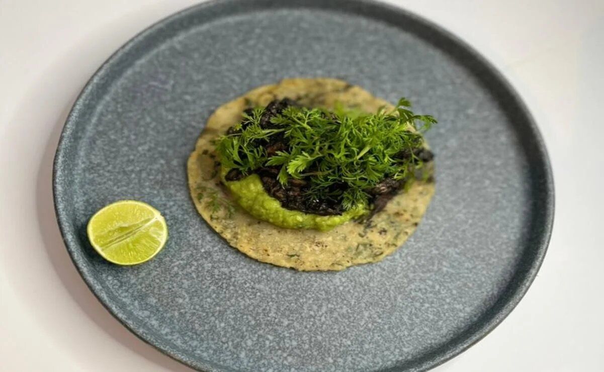 Taco de diezmillo con guacamole de hierbas