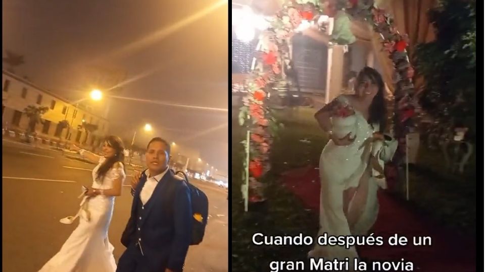 Novios regresan de su boda en una combi y se vuelven virales: VIDEO