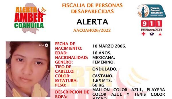 Activan Alerta por niña desaparecida