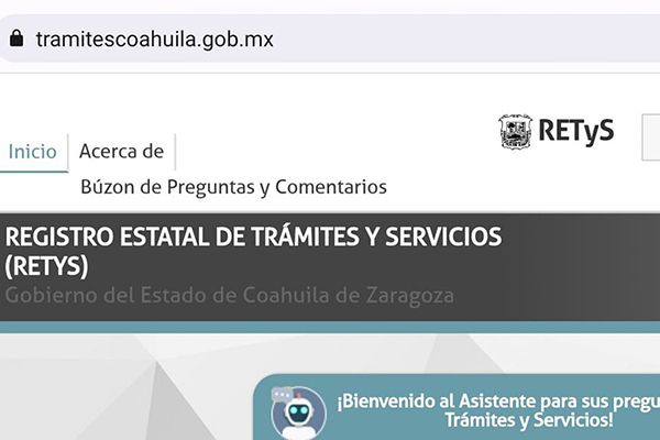 Restauran página de “trámites Coahuila”