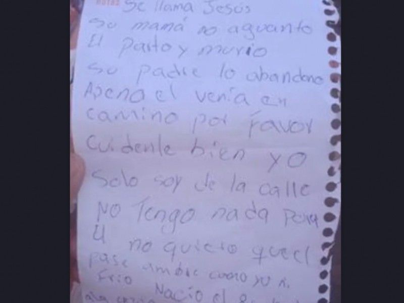 Abandonan a bebé y dejan nota: ¡Se llama Jesús, cuídenlo bien, por favor!