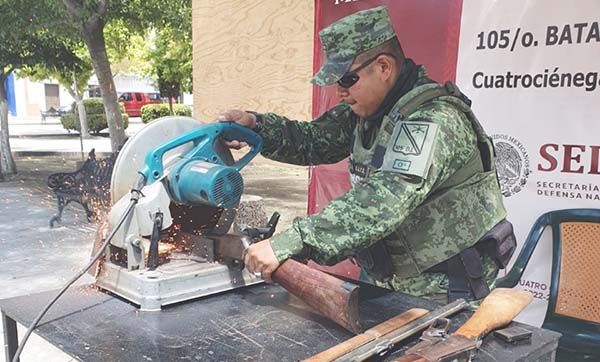 Destruyen militares armas en Ciénegas