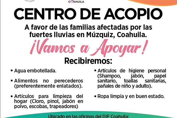 Abre DIF Coahuila centro de acopio