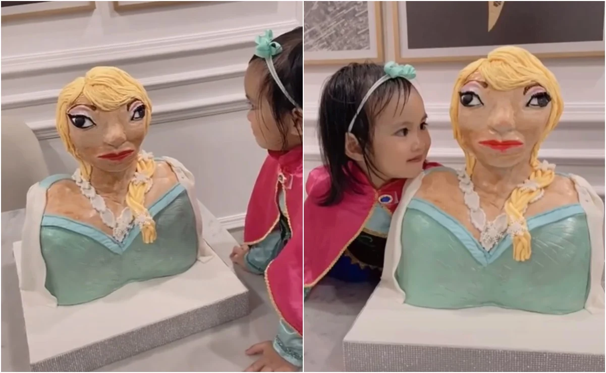 Niña recibe fallido pastel de «Frozen» en cumpleaños; su reacción se vuelve viral en TikTok