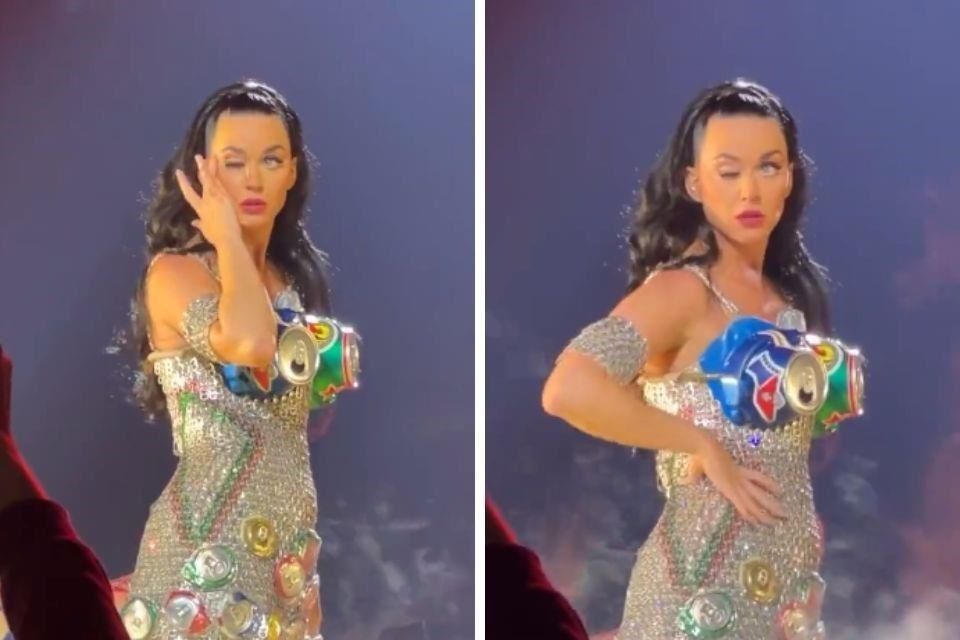 Katy Perry tiene tic en el párpado durante concierto
