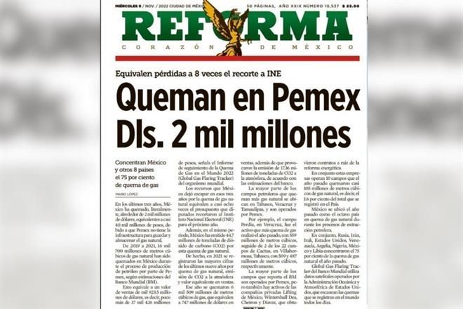 Ofrece Pemex eliminar quema de petróleo y gas