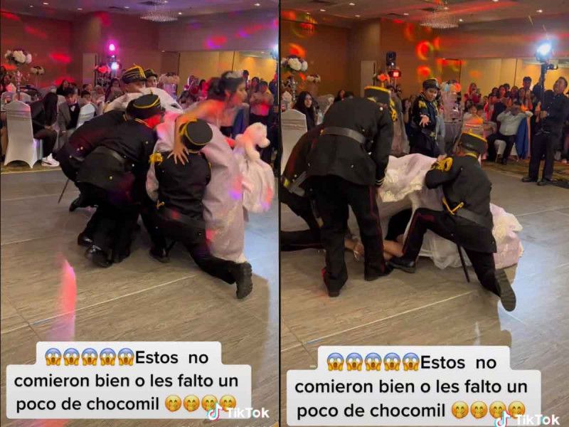 ¡No fue una, sino dos veces!; chambelanes dejan caer a la quinceañera durante el vals