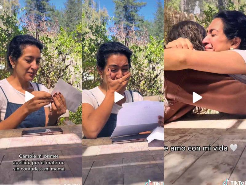 Mamá llora de felicidad al ver que su hija se cambia el apellido paterno por el suyo