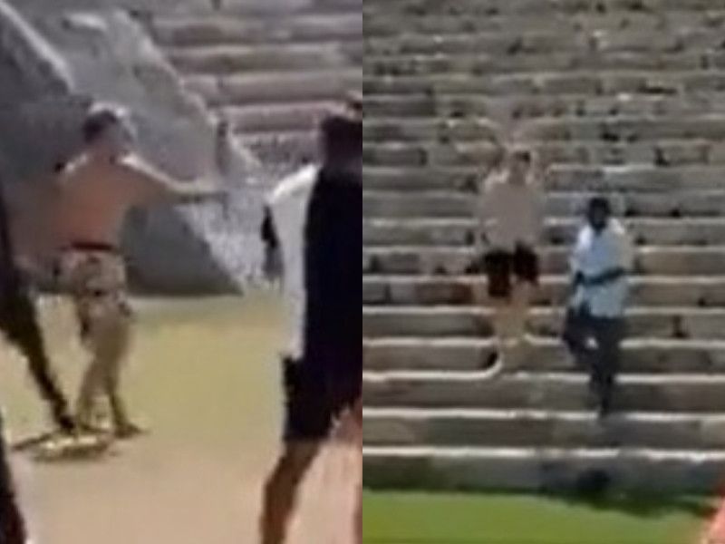  VIDEO. Turista sube a pirámide de Kukulcán en Chichen Itzá; lo bajan y lo reciben a palazos