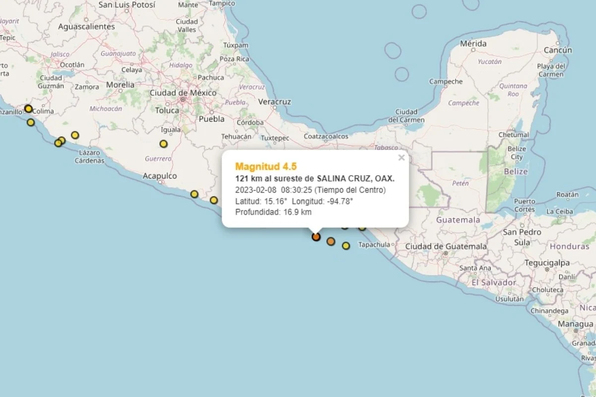 Reportan sismo en Oaxaca de 4.5 grados; epicentro fue en Salina Cruz&nbsp;