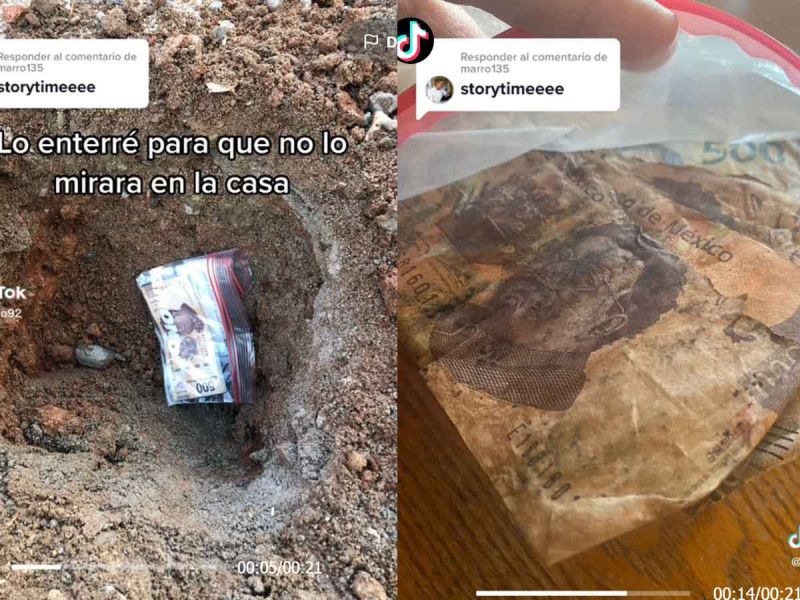 VIDEO. Joven ahorra para comprar celular, entierra el dinero y se le pudre