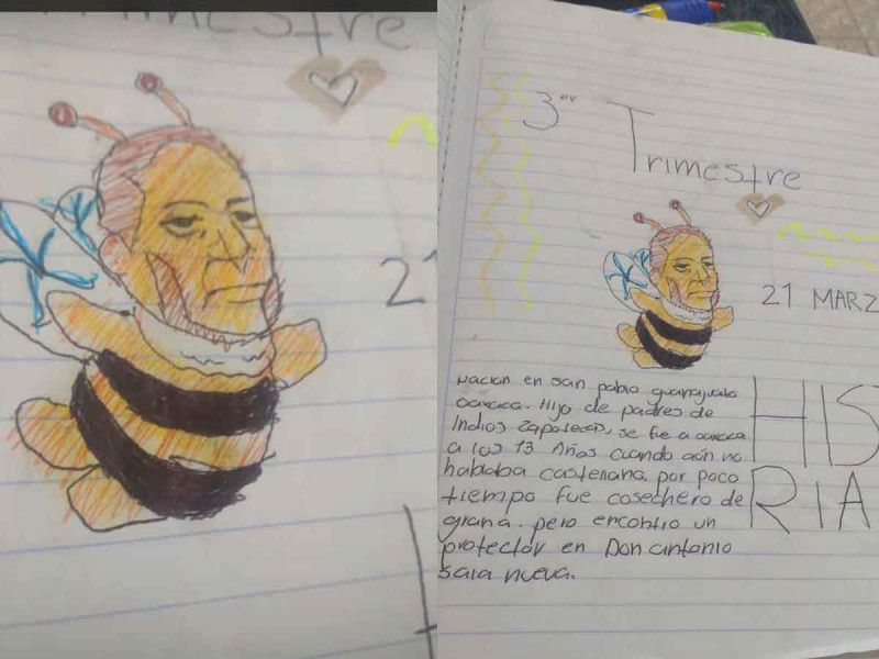 Niña dibuja a ‘Benito abeja’ para tarea escolar y se viraliza