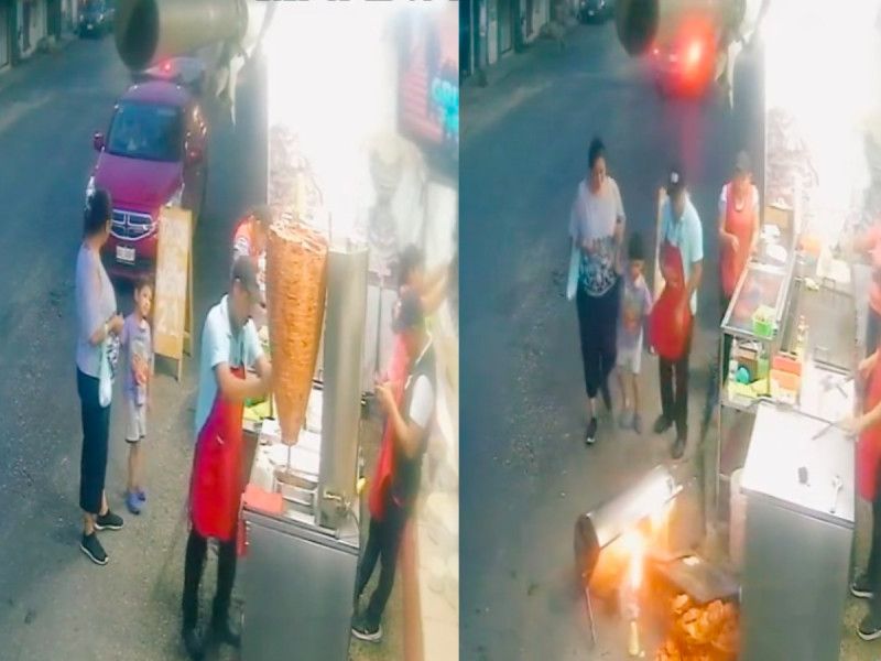 Taquero tira trompo al pastor y trágico momento se hace viral