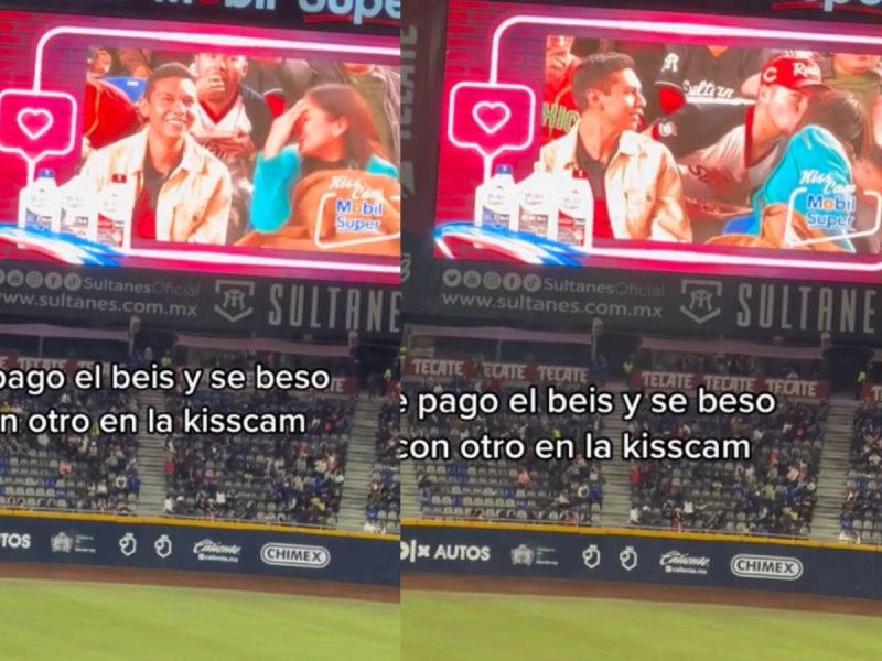 #Video Kiss cam rompe corazón a joven; acompañante besa a otro en juego de beisbol