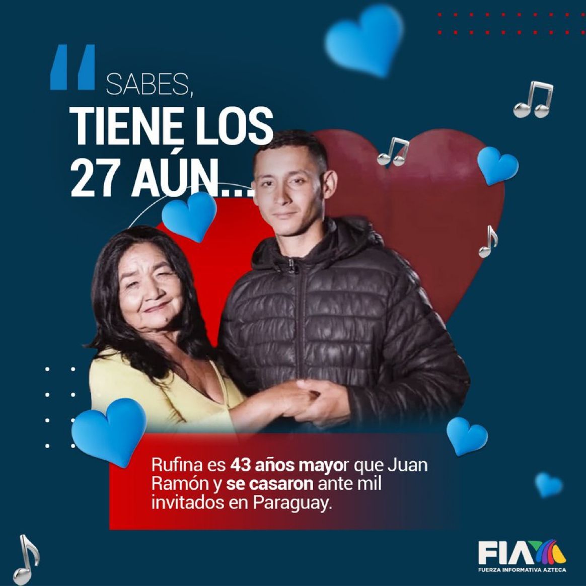 Rufina es 43 años mayor que Juan Ramón y se casaron ante mil invitados en Paraguay