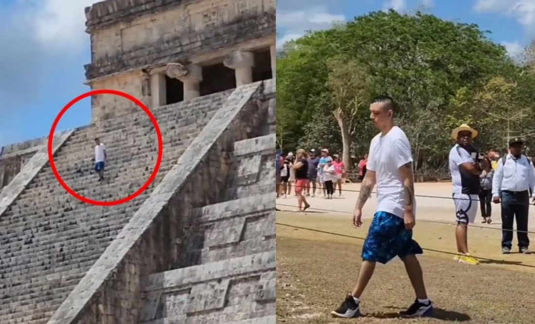 VIDEO. Exhiben a otro turista por subir a la pirámide de Chichen Itzá; es el tercero en seis meses