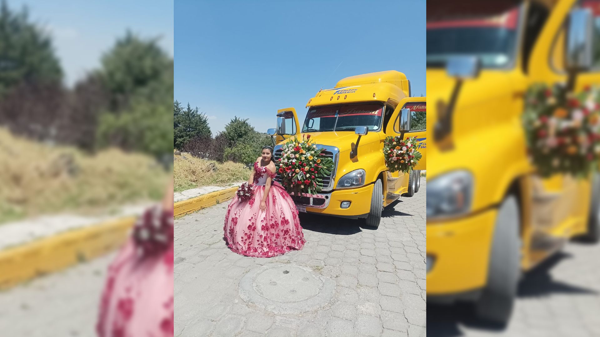Quinceañera llega orgullosa a su misa en el tráiler de su papá
