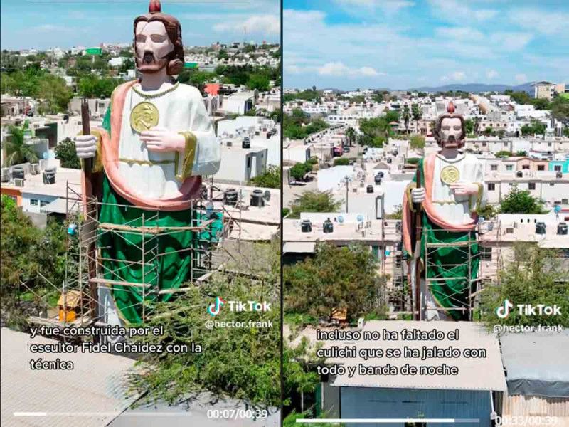 Escultura gigante de San Judas sorprende a habitantes de Sinaloa