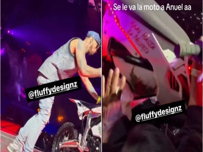 VIDEO. Anuel AA arranca por error su moto durante concierto, le cae al público
