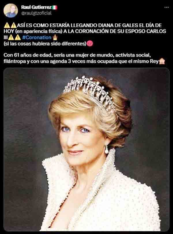 Así se vería Lady Di como reina; crean imagen con IA