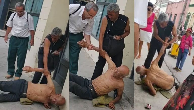 VIDEO: Abuelito se desploma en medio de la calle, aseguran que fue por hambre