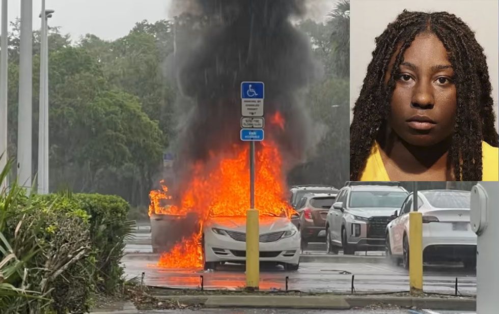 Mujer andaba robando en centro comercial de Florida cuando su auto se incendió con 2 niños adentro