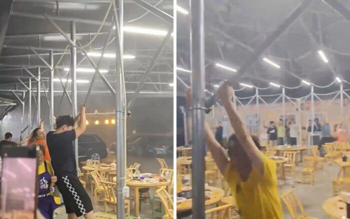 Personas salen volando por fuertes vientos en China