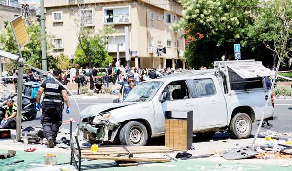 Ataque con auto en calles de Tel Aviv, Israel