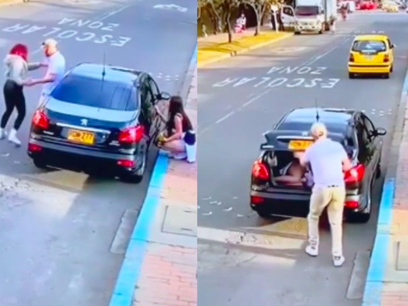 VIDEO: Hombre esconde a su amante en la cajuela mientras discute con novia