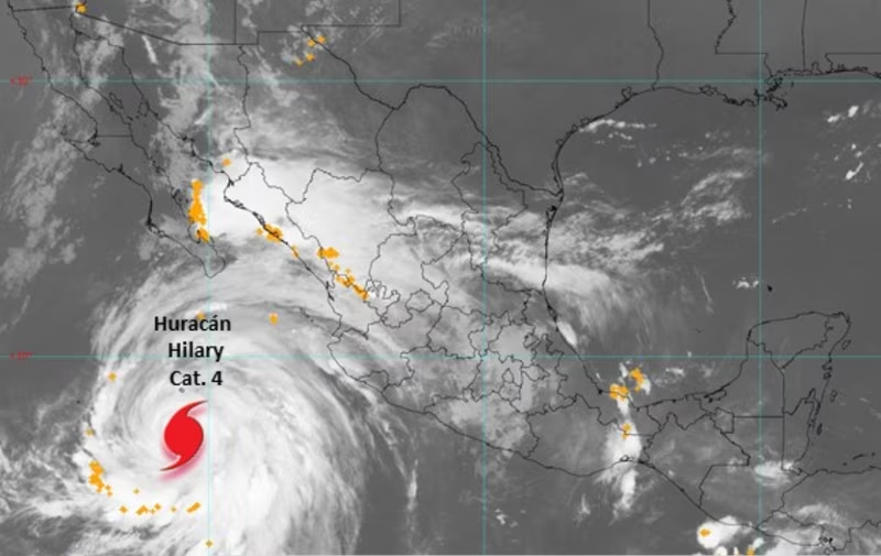 Huracán Hilary se intensifica a categoría 4: ¿En qué estados se esperan lluvias?