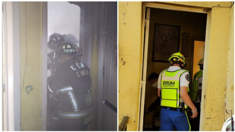 IMÁGENES FUERTES: hombre resbala y cae cuando intentaba salvarse de incendio en el centro de la CDMX