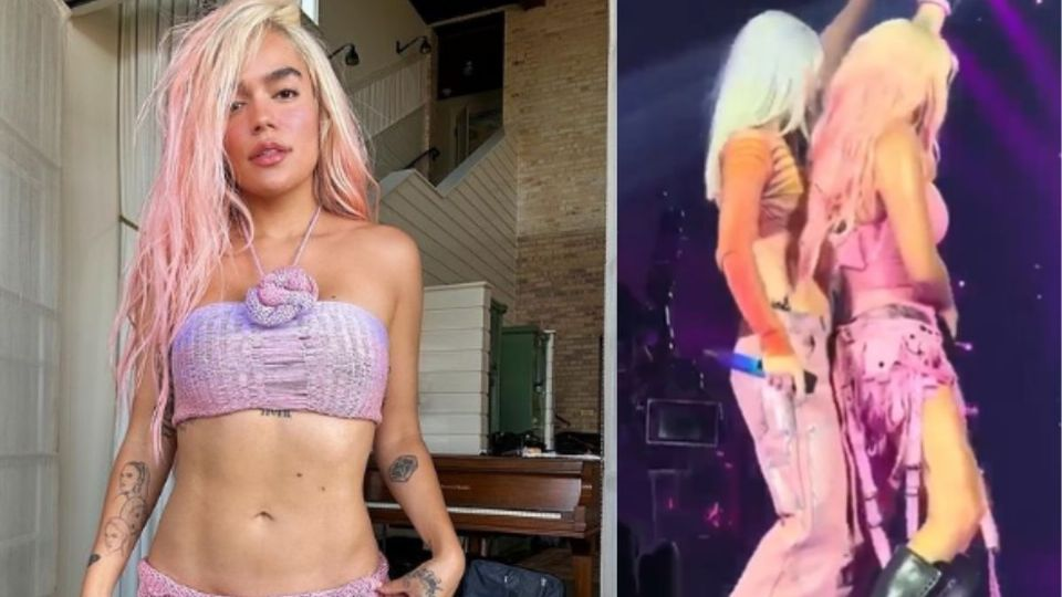 Karol G se pone nerviosa en medio de concierto en Texas cuando Young Miko la saca a bailar