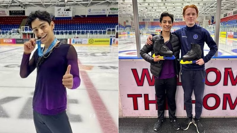 Donovan Carrillo gana medalla de plata en torneo internacional con patines y traje prestados