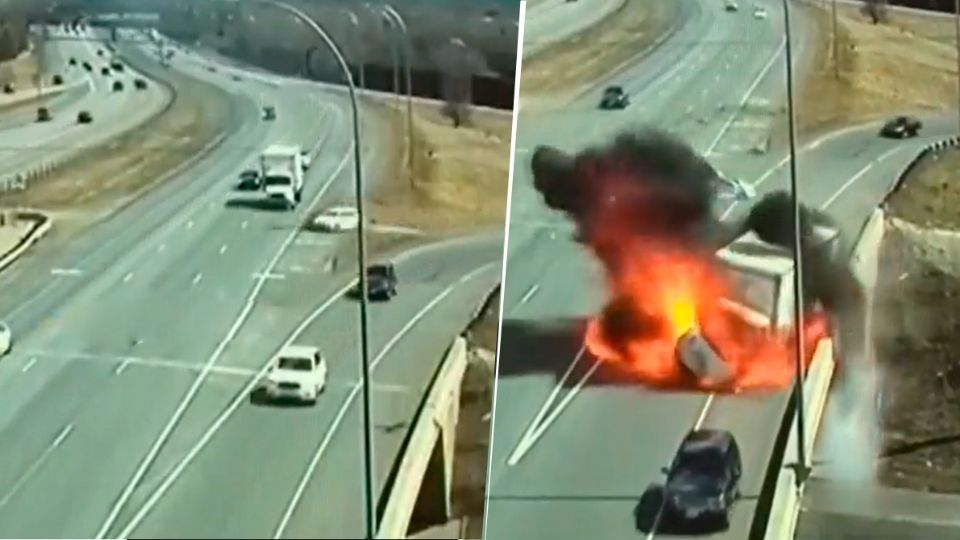 Por no ceder el paso: auto pierde el control, choca contra camión y termina en una gran explosión | VIDEO