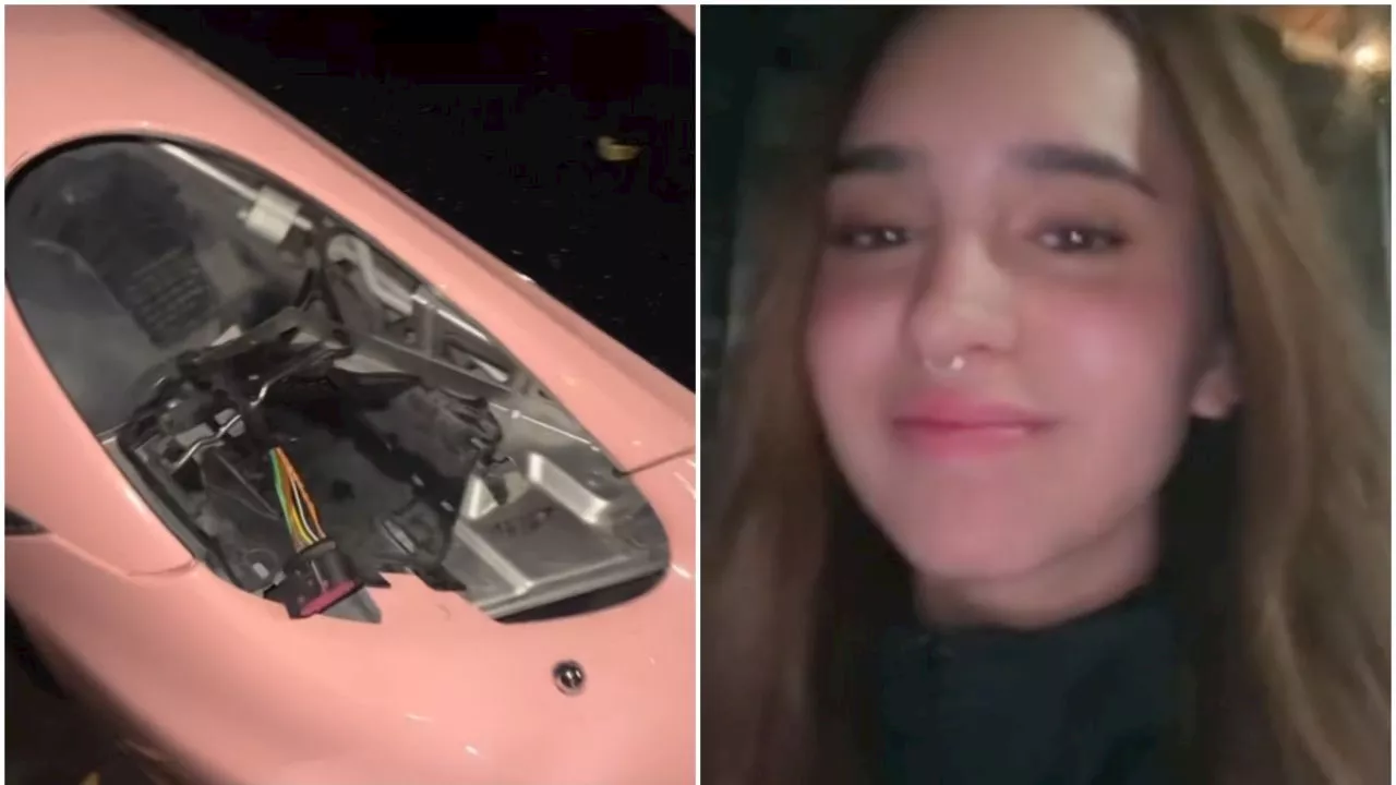 Domelipa es víctima de la delincuencia, le roban los faros de su lujoso Porsche rosa: «La gente envidiosa»