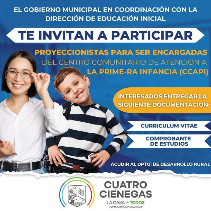 Requiere Desarrollo Rural de 4C maestras en centros comunitarios Interesadas presentar curriculum vitae.