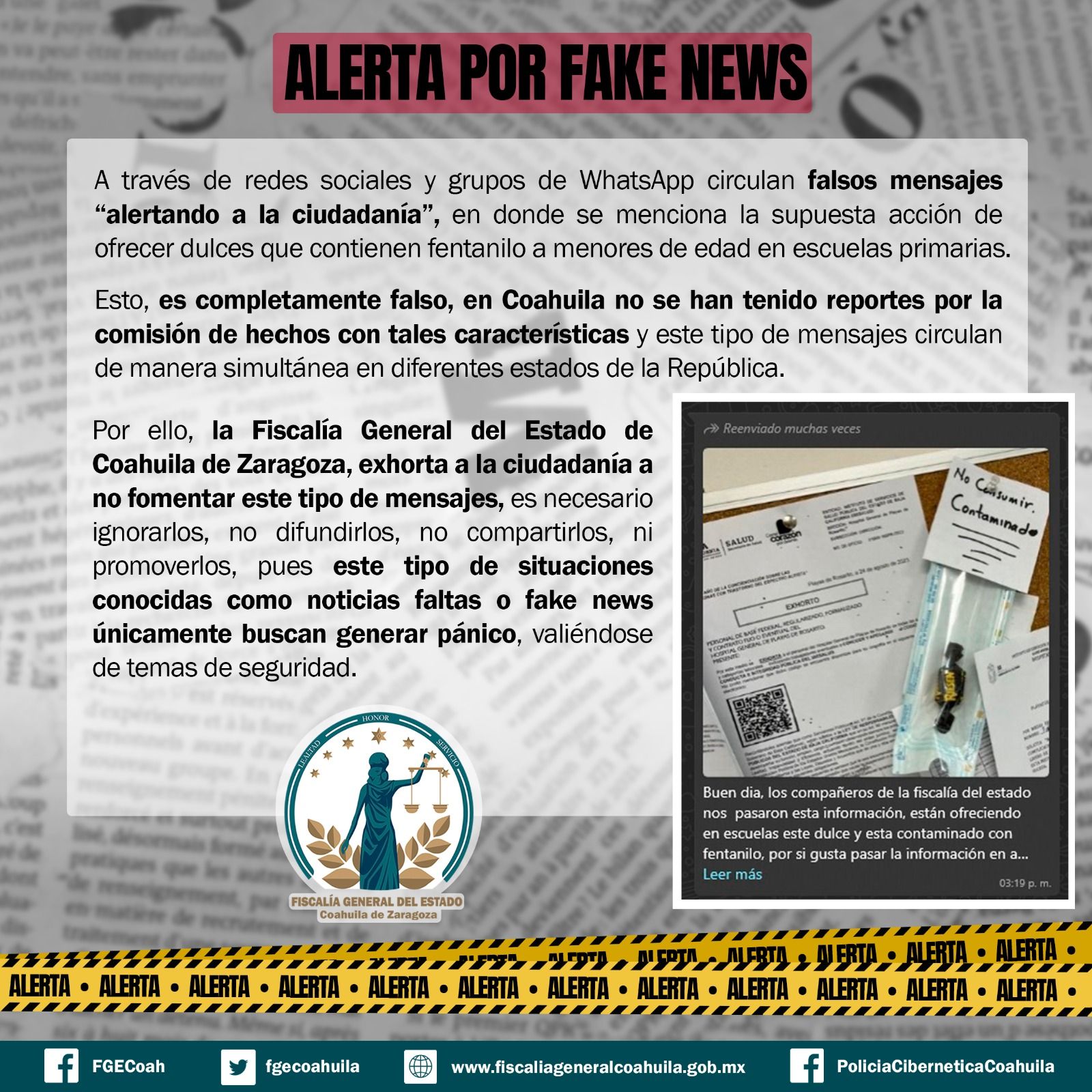Desmiente Fiscalía dulces con fentanilo