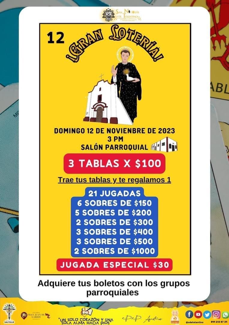 Organizará Lotería Iglesia San Nicolás