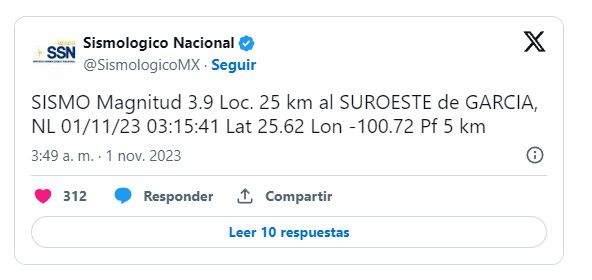 Tiembla en Saltillo la mañana del miércoles
