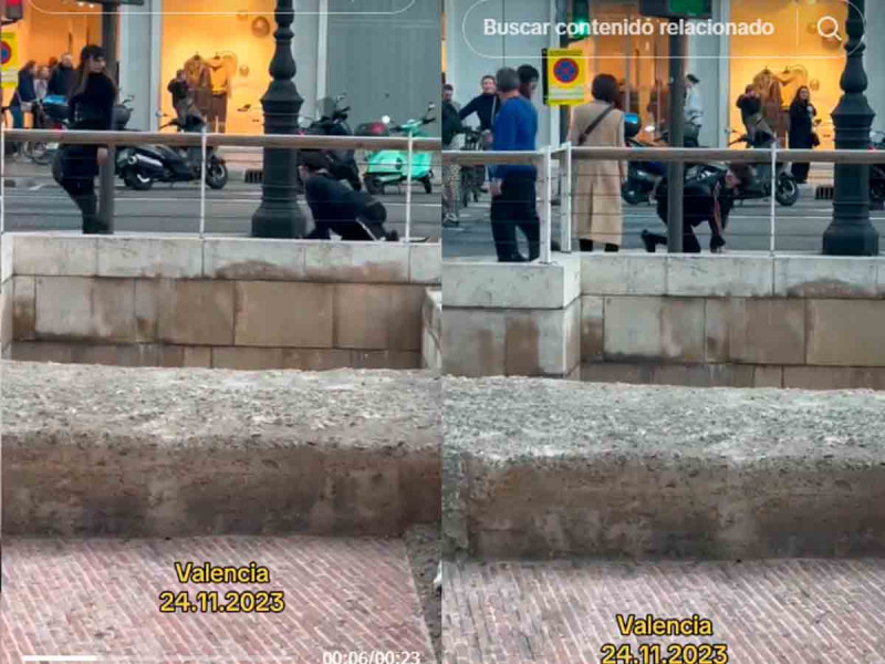 Mujer es captada paseando a un hombre como si fuera un perro
