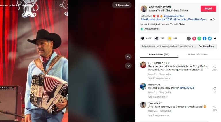 Ricky Muñoz de Grupo Intocable luce delgado y cansado aseguran que “ya dio el viejazo”