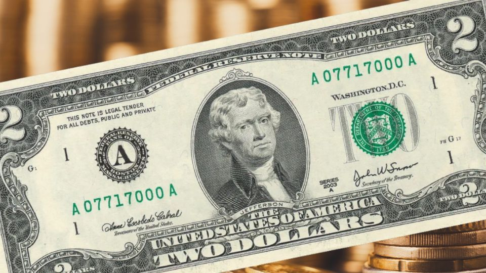 Ofrecen 300 mil dólares al suertudo dueño de este billete de 2 dólares
