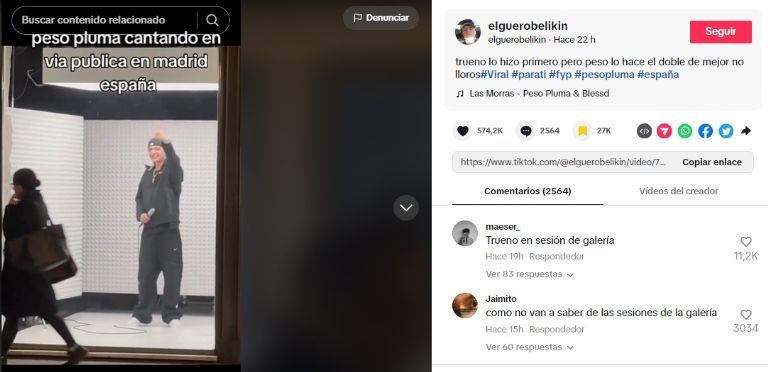Peso Pluma canta en las calles de Madrid y nadie lo pela, se pasan de largo: VIDEO