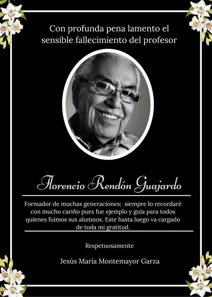 Lamentan deceso  del profe Florencio