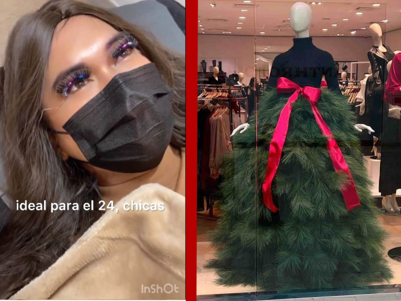 VIDEO: Pestañas de led y vestido de árbol de Navidad, lo último en moda para las posadas